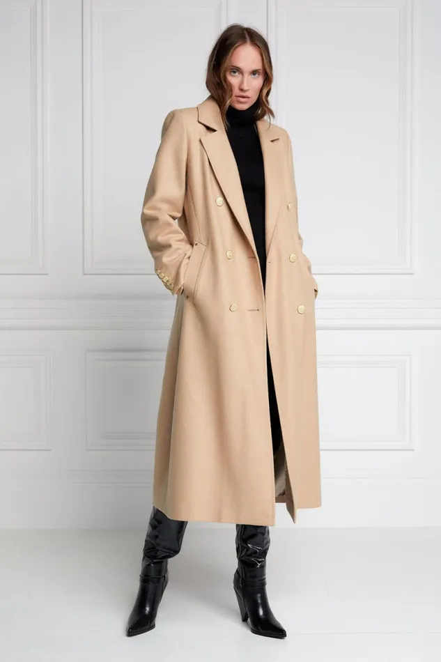 Women Double Breasted Coat Camel Holland Cooper Tailoring