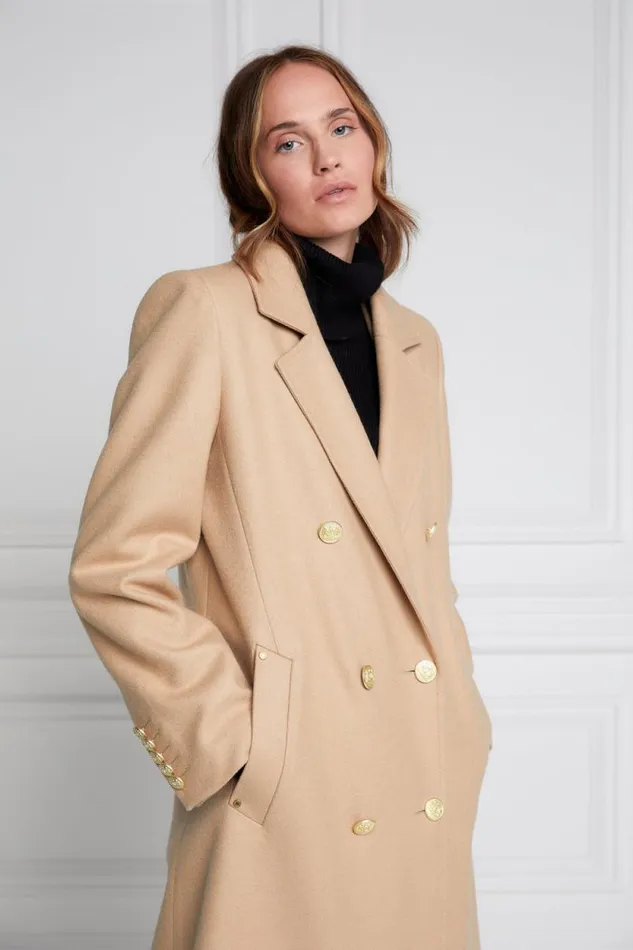 Women Double Breasted Coat Camel Holland Cooper Tailoring