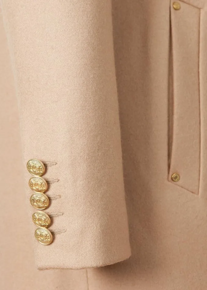 Women Double Breasted Coat Camel Holland Cooper Tailoring