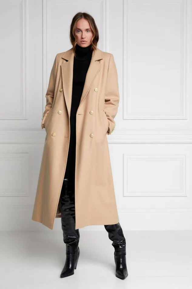 Women Double Breasted Coat Camel Holland Cooper Tailoring