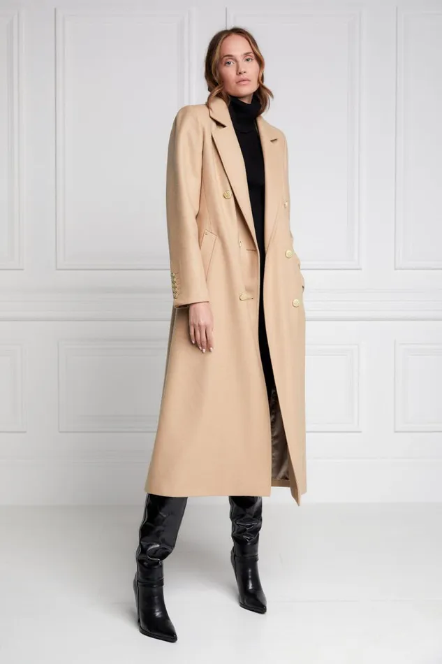 Women Double Breasted Coat Camel Holland Cooper Tailoring