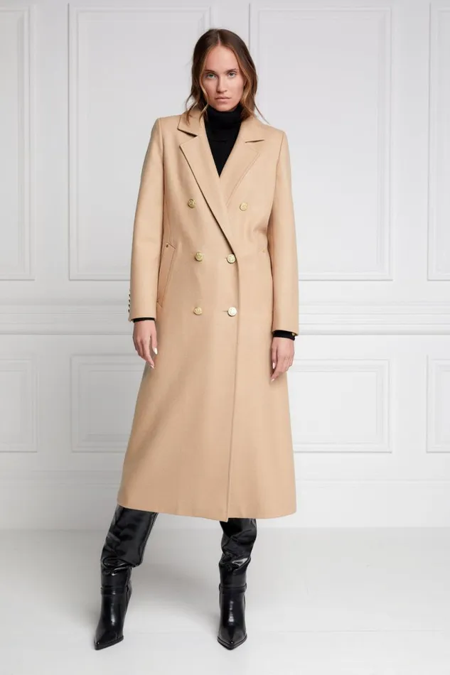 Women Double Breasted Coat Camel Holland Cooper Tailoring