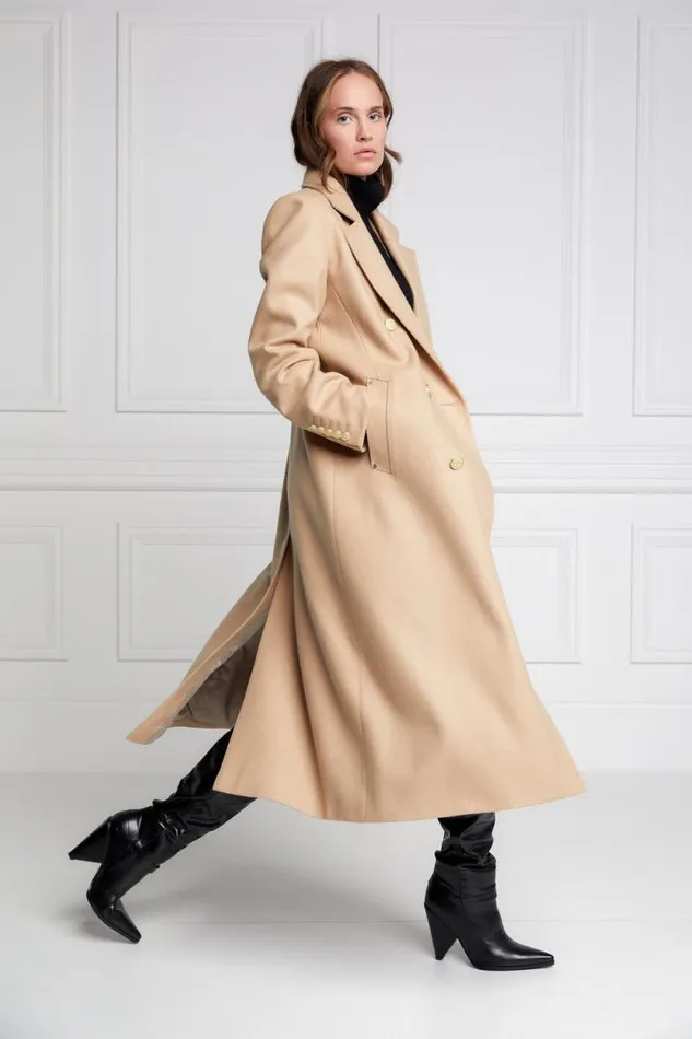 Women Double Breasted Coat Camel Holland Cooper Tailoring