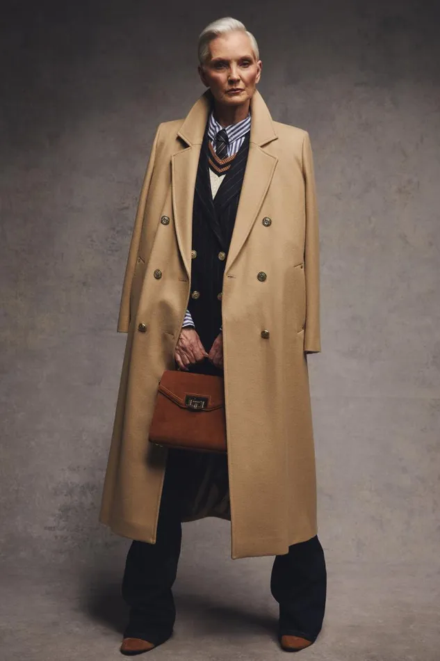 Women Double Breasted Coat Camel Holland Cooper Tailoring