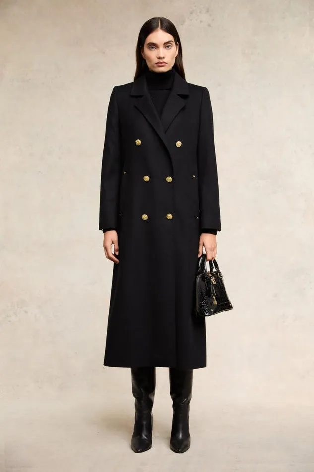 Women Double Breasted Coat Soft Black Holland Cooper Tailoring