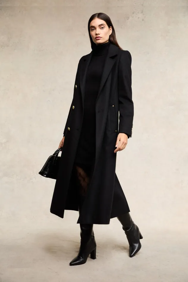 Women Double Breasted Coat Soft Black Holland Cooper Tailoring