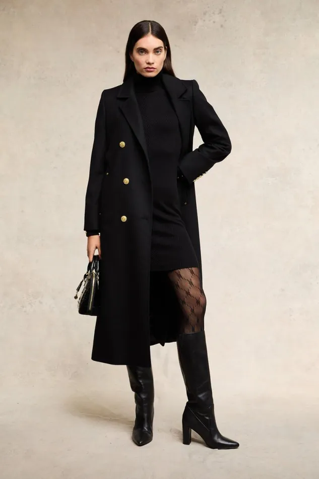 Women Double Breasted Coat Soft Black Holland Cooper Tailoring