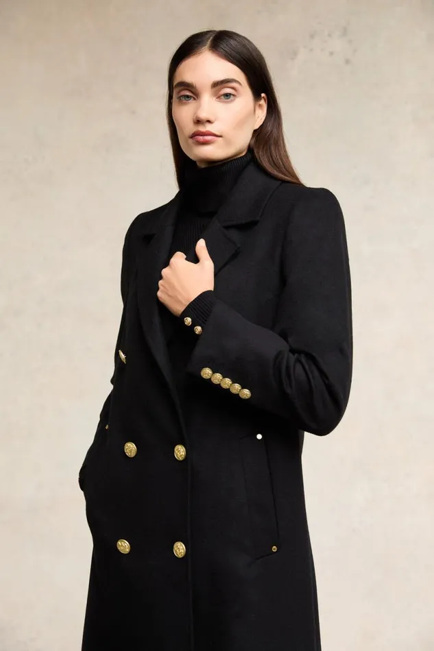 Women Double Breasted Coat Soft Black Holland Cooper Tailoring