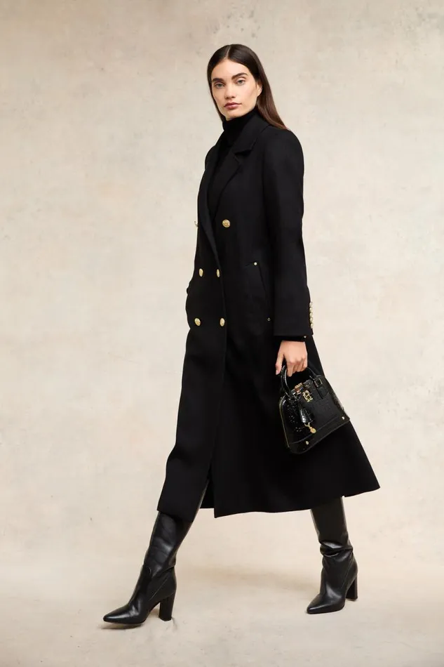Women Double Breasted Coat Soft Black Holland Cooper Tailoring