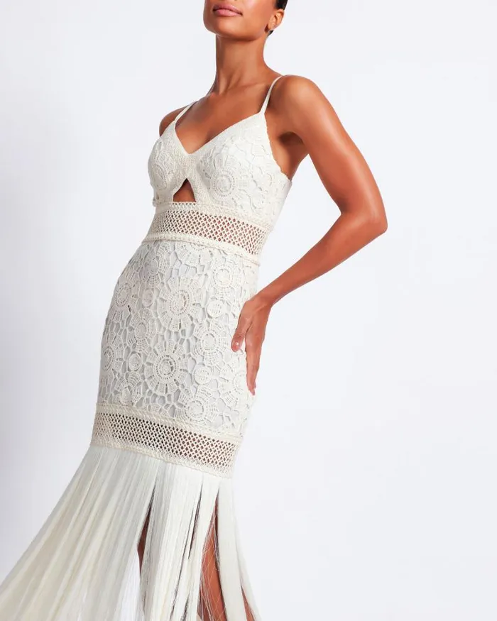 Women Dresses and Jumpsuits PatBO Crochet Fringe Maxi Dress Wheat