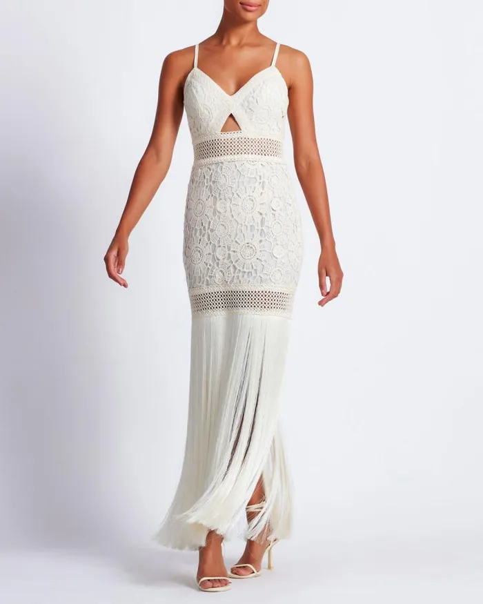 Women Dresses and Jumpsuits PatBO Crochet Fringe Maxi Dress Wheat
