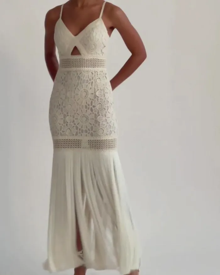 Women Dresses and Jumpsuits PatBO Crochet Fringe Maxi Dress Wheat