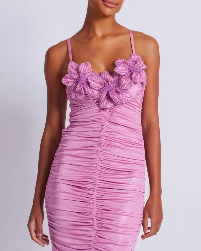 Women Dresses and Jumpsuits PatBO Embroidered Metallic Jersey Midi Dress FINAL SALE Lilac