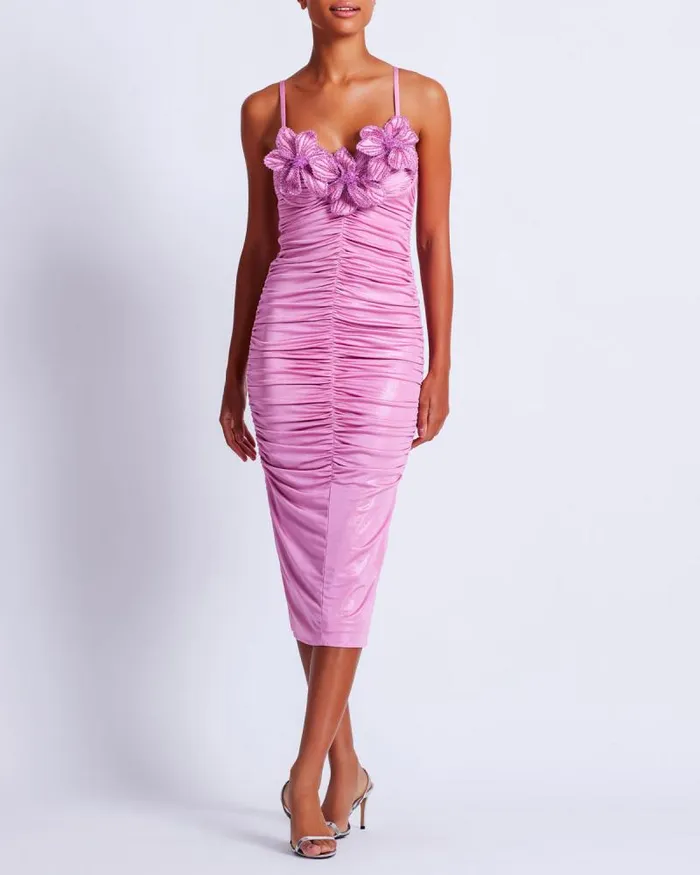 Women Dresses and Jumpsuits PatBO Embroidered Metallic Jersey Midi Dress FINAL SALE Lilac