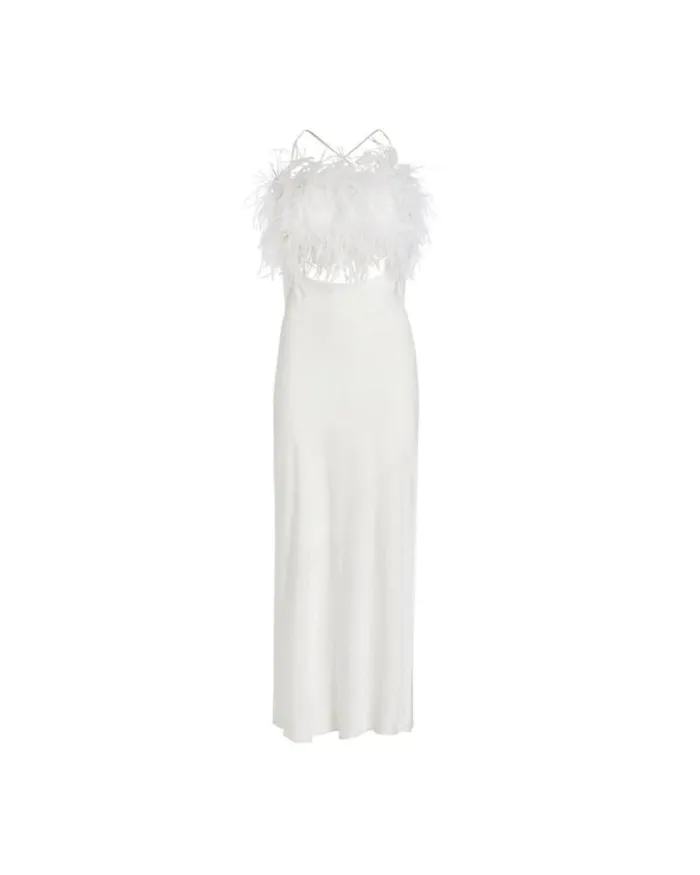 Women Dresses and Jumpsuits PatBO FEATHER TRIM MAXI SLIP DRESS FINAL SALE White