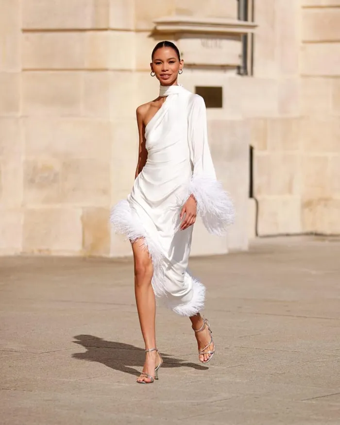 Women Dresses and Jumpsuits PatBO FEATHER TRIM OSCAR DRESS FINAL SALE White Women Dresses and Jumpsuits PatBO FEATHER TRIM OSCAR DRESS FINAL SALE White