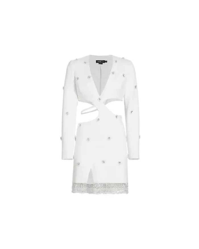 Women Dresses and Jumpsuits PatBO HANDBEADED CUTOUT BLAZER MINI DRESS FINAL SALE White Women Dresses and Jumpsuits PatBO HANDBEADED CUTOUT BLAZER MINI DRESS FINAL SALE White
