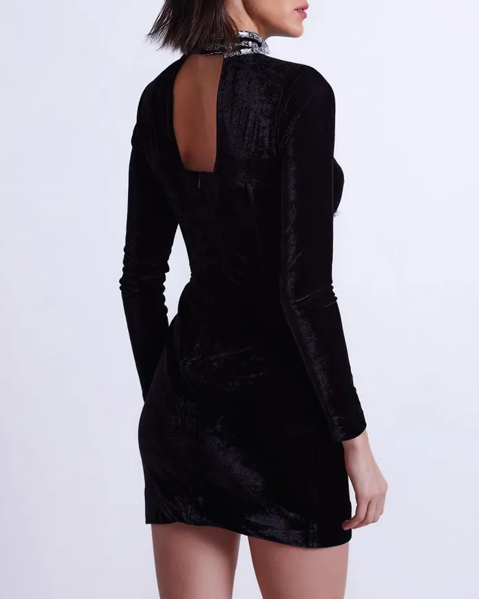 Women Dresses and Jumpsuits PatBO HAND BEADED VELVET BUSTIER MINI DRESS Black