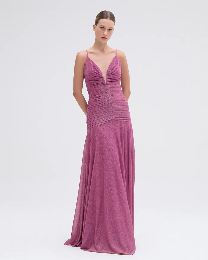 Women Dresses and Jumpsuits PatBO METALLIC PLUNGE GOWN Lilac
