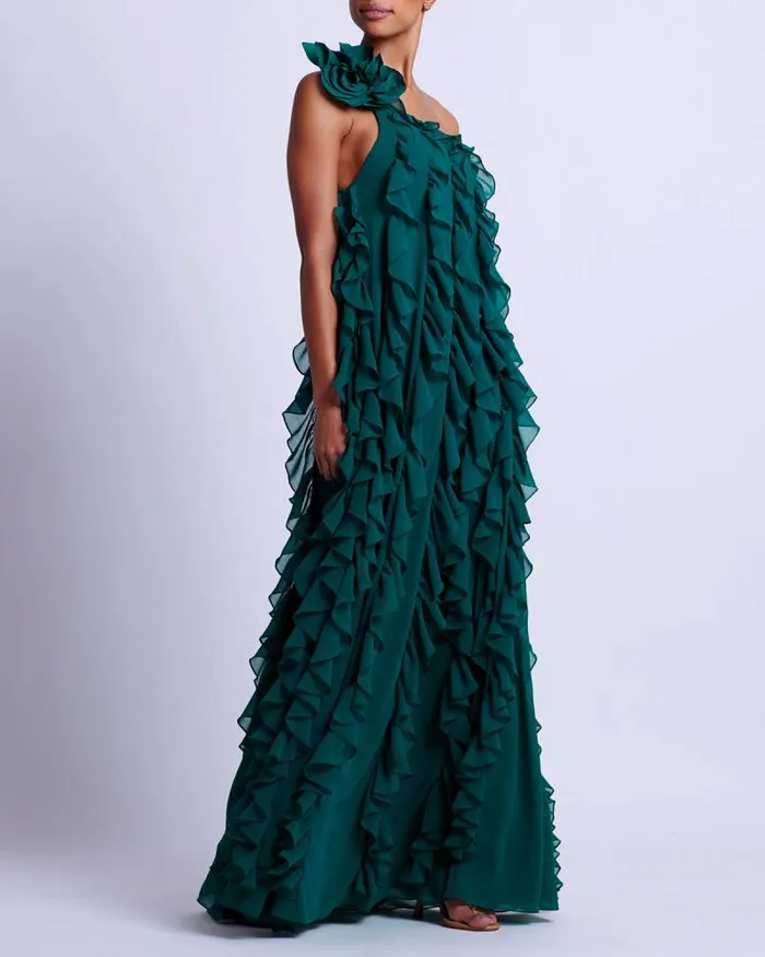 Women Dresses and Jumpsuits PatBO Rosette One Shoulder Gown FINAL SALE Galapagos