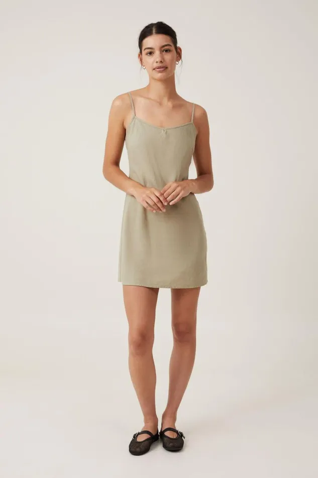 Women Dresses Cotton On Haven V Neck Mini Dress Desert Sage