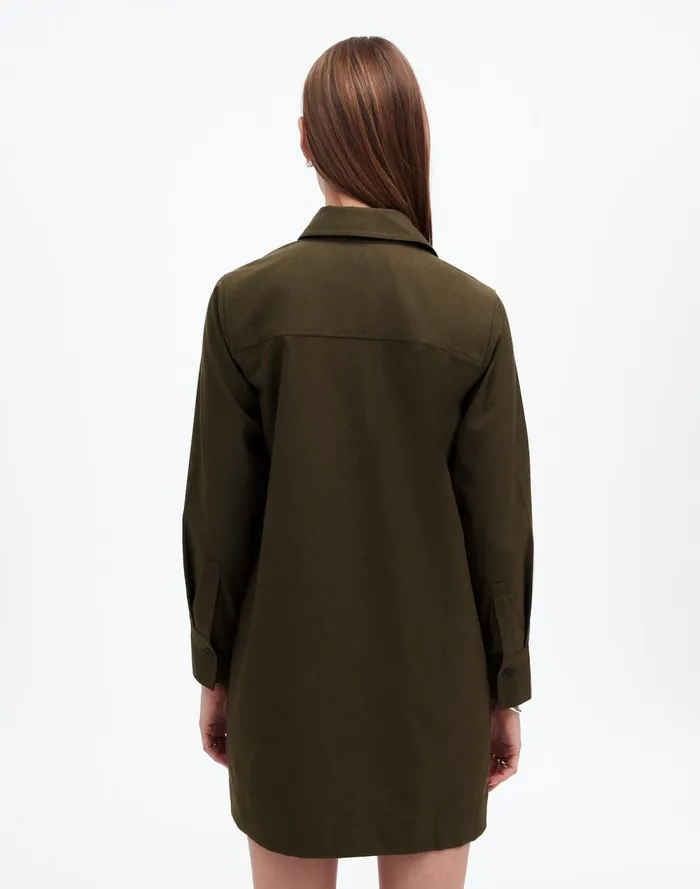 Women Dresses Madewell ButtonUp Mini Shirtdress Dark Olive Melange