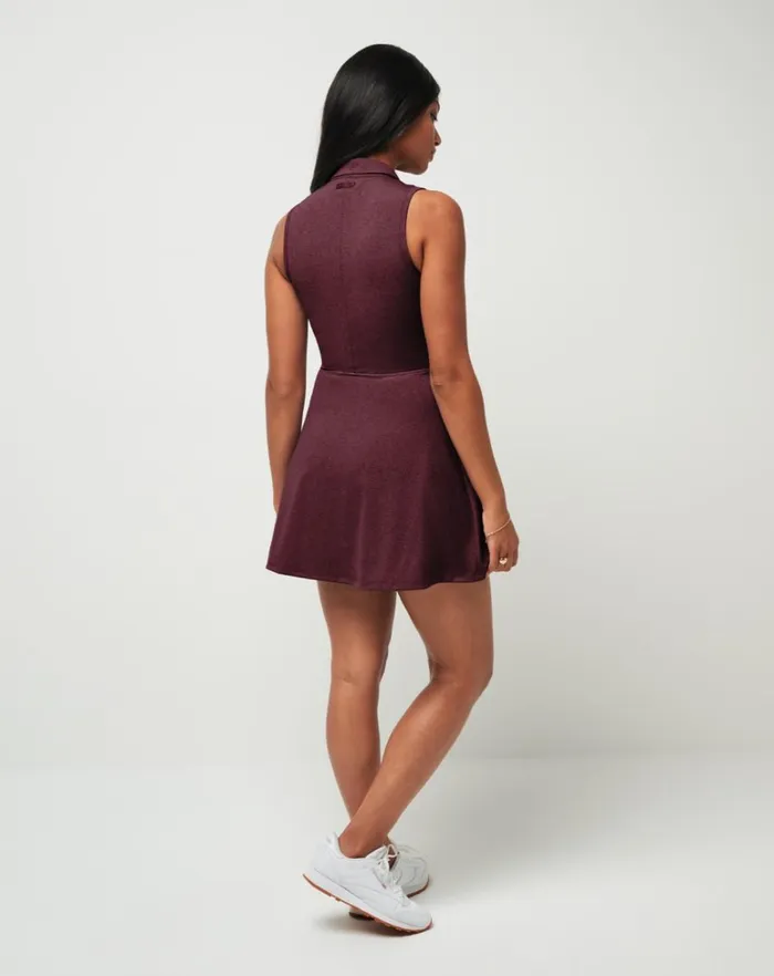 Women Dresses TravisMathew MOVEKNIT SLEEVELESS POLO DRESS 20 Winetasting