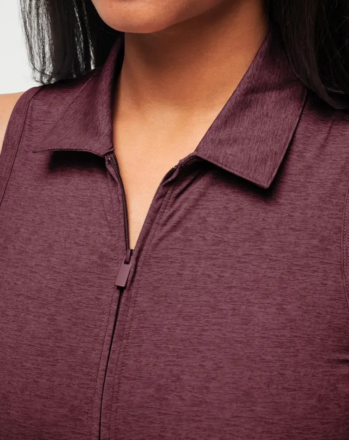 Women Dresses TravisMathew MOVEKNIT SLEEVELESS POLO DRESS 20 Winetasting