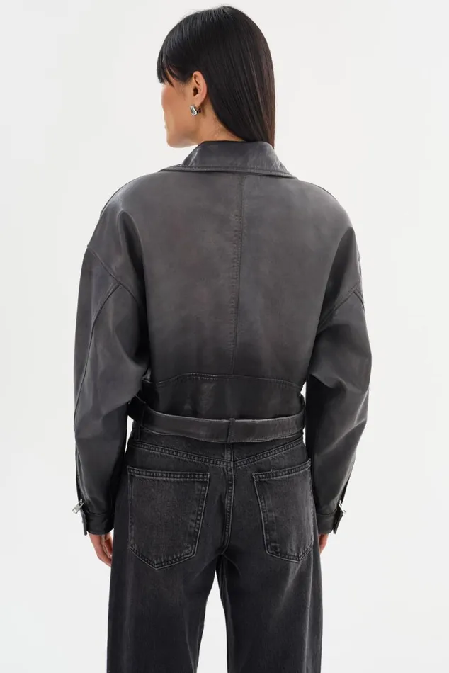 Women DYLAN 80039s Leather Biker Jacket Black Shadow LAMARQUE Leather Jackets