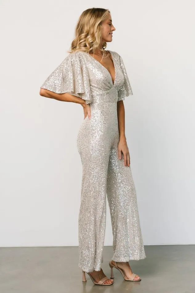Women Dynasty Sequin Jumpsuit Cream Baltic Born Jumpsuits and Rompers Women Dynasty Sequin Jumpsuit Cream Baltic Born Jumpsuits and Rompers