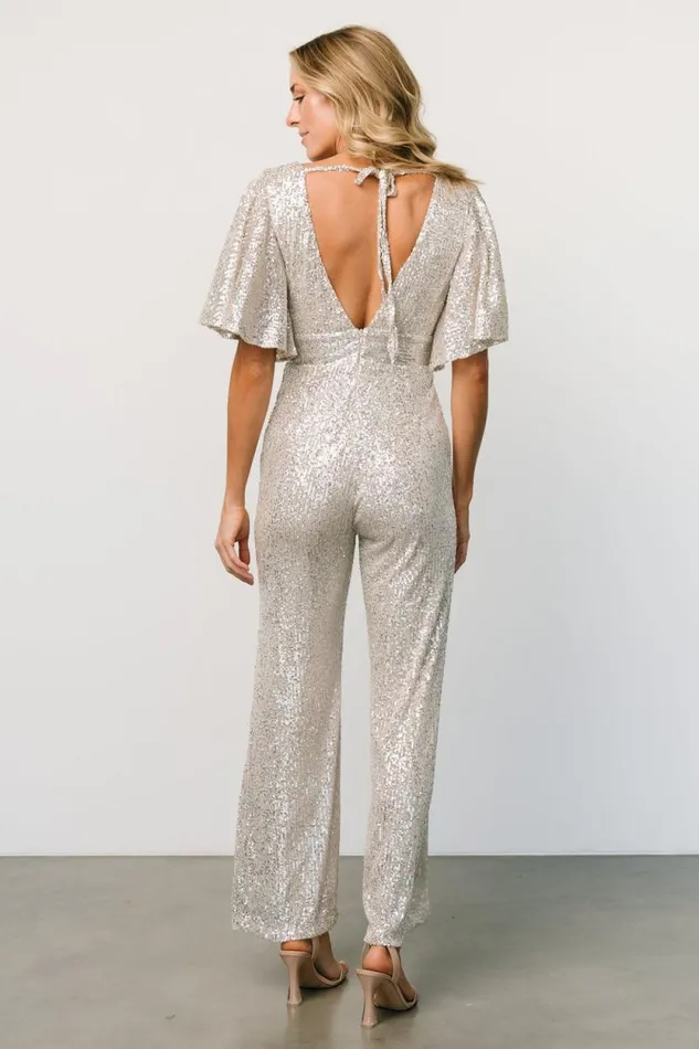 Women Dynasty Sequin Jumpsuit Cream Baltic Born Jumpsuits and Rompers Women Dynasty Sequin Jumpsuit Cream Baltic Born Jumpsuits and Rompers