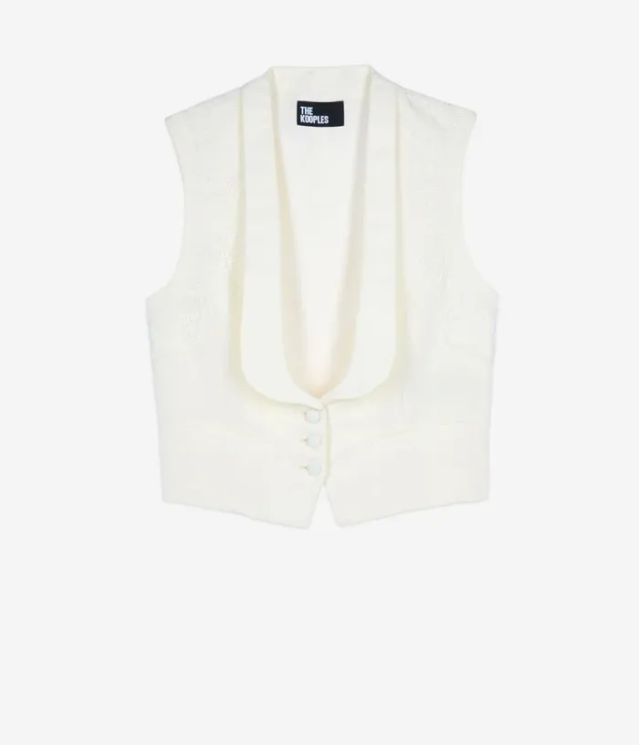 Women Ecru Waistcoat With Lace THE KOOPLES Blouses and Shirts