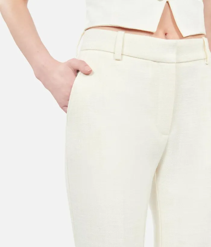 Women Ecru Wool And Cotton Flared Suit Trousers THE KOOPLES Blazers and Suits Women Ecru Wool And Cotton Flared Suit Trousers THE KOOPLES Blazers and Suits