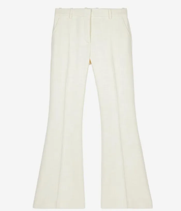 Women Ecru Wool And Cotton Flared Suit Trousers THE KOOPLES Blazers and Suits Women Ecru Wool And Cotton Flared Suit Trousers THE KOOPLES Blazers and Suits