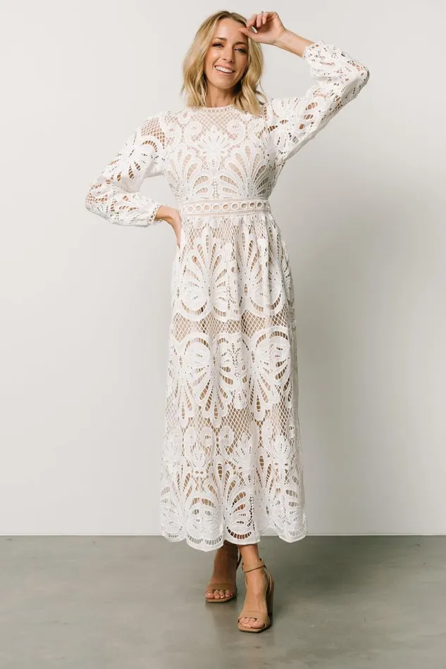 Women Eldora Lace Midi Dress Off White Baltic Born Midi Dresses