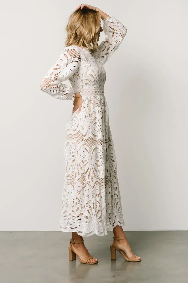 Women Eldora Lace Midi Dress Off White Baltic Born Midi Dresses Women Eldora Lace Midi Dress Off White Baltic Born Midi Dresses