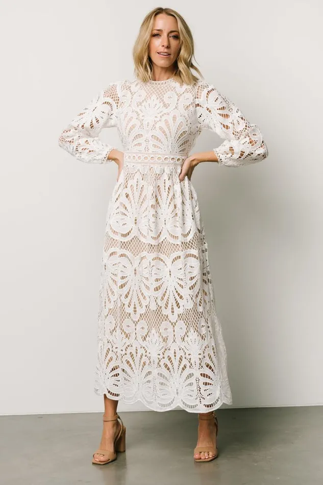 Women Eldora Lace Midi Dress Off White Baltic Born Midi Dresses Women Eldora Lace Midi Dress Off White Baltic Born Midi Dresses