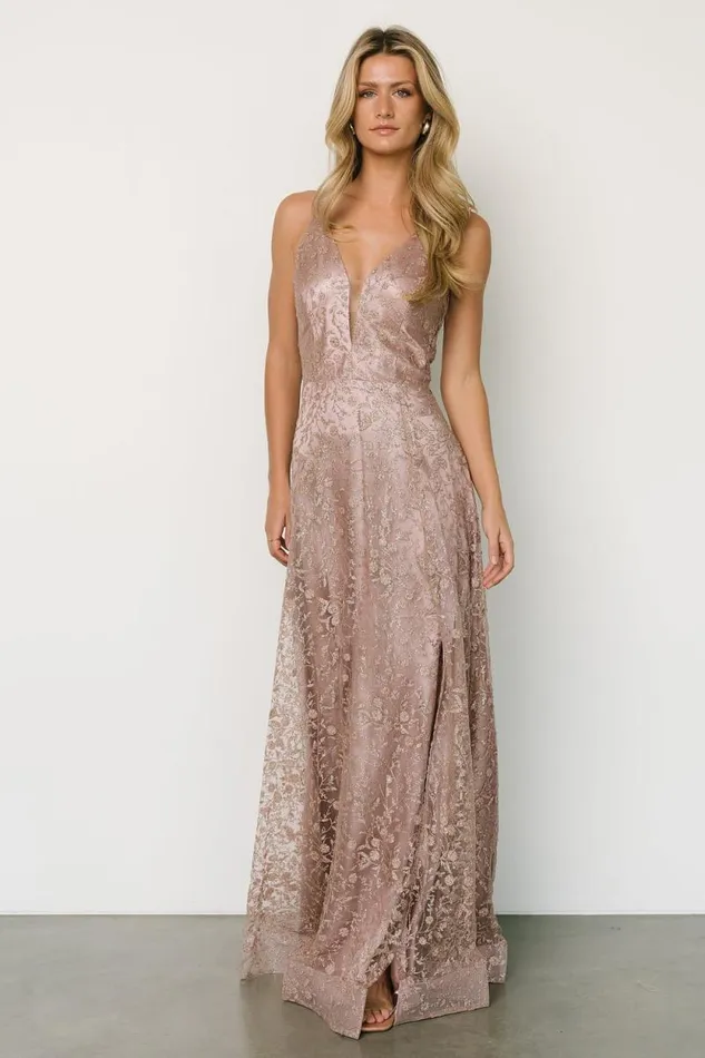 Women Eliana Shimmer Gown Lavender Rose Gold Baltic Born Embellished and Sequined