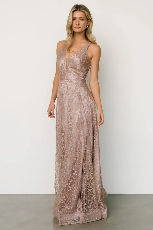 Women Eliana Shimmer Gown Lavender Rose Gold Baltic Born Embellished and Sequined Women Eliana Shimmer Gown Lavender Rose Gold Baltic Born Embellished and Sequined
