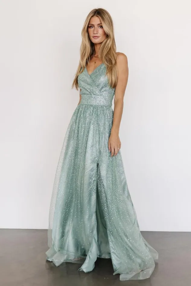 Women Ellie Shimmer Gown Eucalyptus Baltic Born Embellished and Sequined