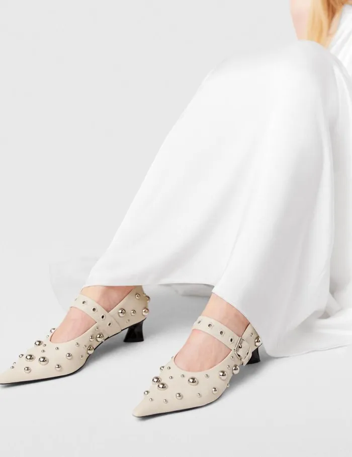 Women Elsa Studded Kitten Heels Fern Green Stella McCartney Heels Women Elsa Studded Kitten Heels Fern Green Stella McCartney Heels