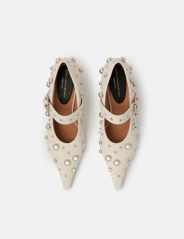 Women Elsa Studded Kitten Heels Fern Green Stella McCartney Heels Women Elsa Studded Kitten Heels Fern Green Stella McCartney Heels