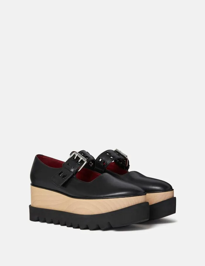 Women Elyse StarStudded Mary Janes Midnight Black Stella McCartney Wedges