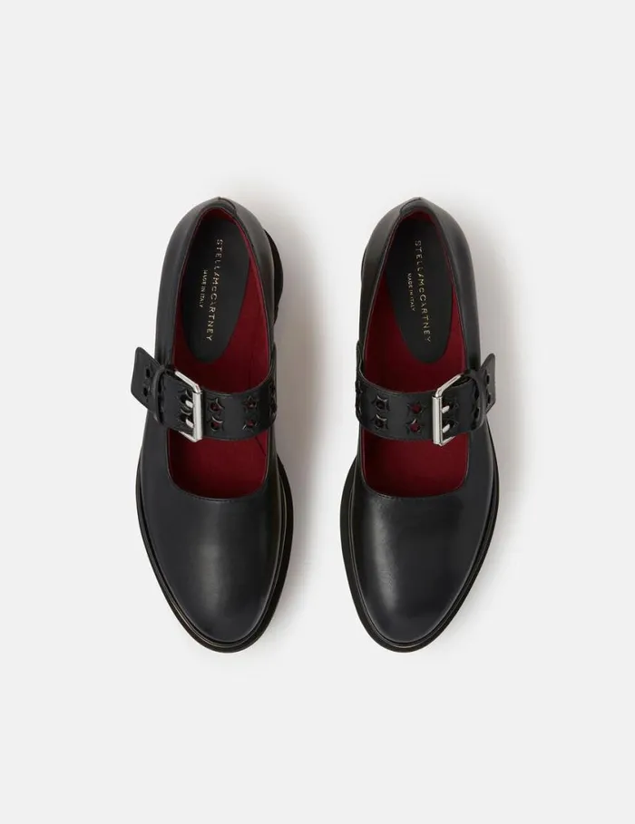 Women Elyse StarStudded Mary Janes Midnight Black Stella McCartney Wedges
