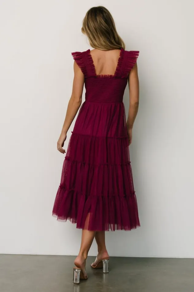 Women Emma Smocked Tulle Dress Boysenberry Baltic Born Midi Dresses
