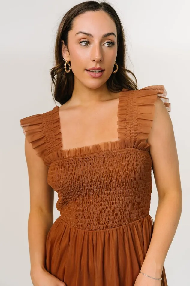 Women Emma Smocked Tulle Dress Mocha Baltic Born Tulle Styles Women Emma Smocked Tulle Dress Mocha Baltic Born Tulle Styles