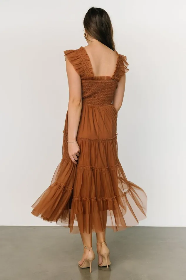 Women Emma Smocked Tulle Dress Mocha Baltic Born Tulle Styles Women Emma Smocked Tulle Dress Mocha Baltic Born Tulle Styles