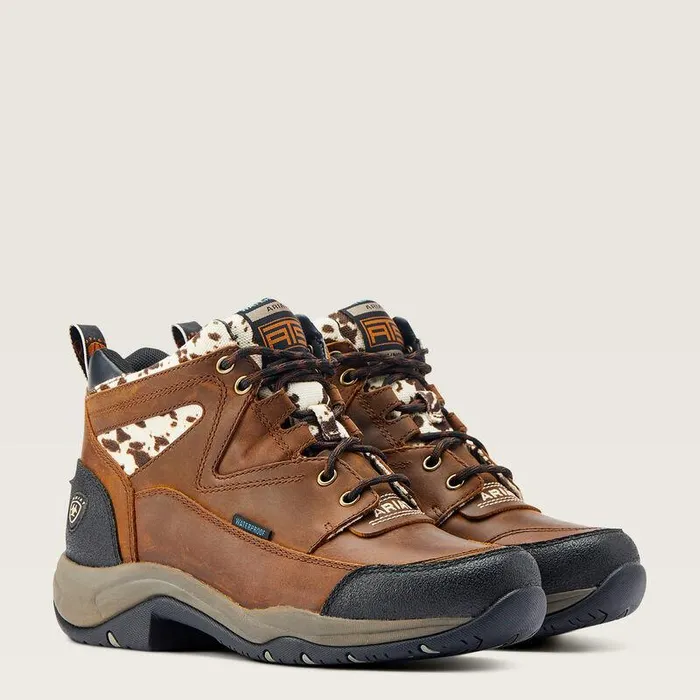 Women English Riding Boots Ariat Terrain Waterproof Boot Distressed Brownand Speckled Cow Print Women English Riding Boots Ariat Terrain Waterproof Boot Distressed Brownand Speckled Cow Print