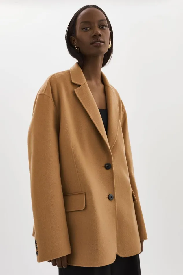 Women ENNIS Oversized Wool Blazer Camel LAMARQUE Blazers
