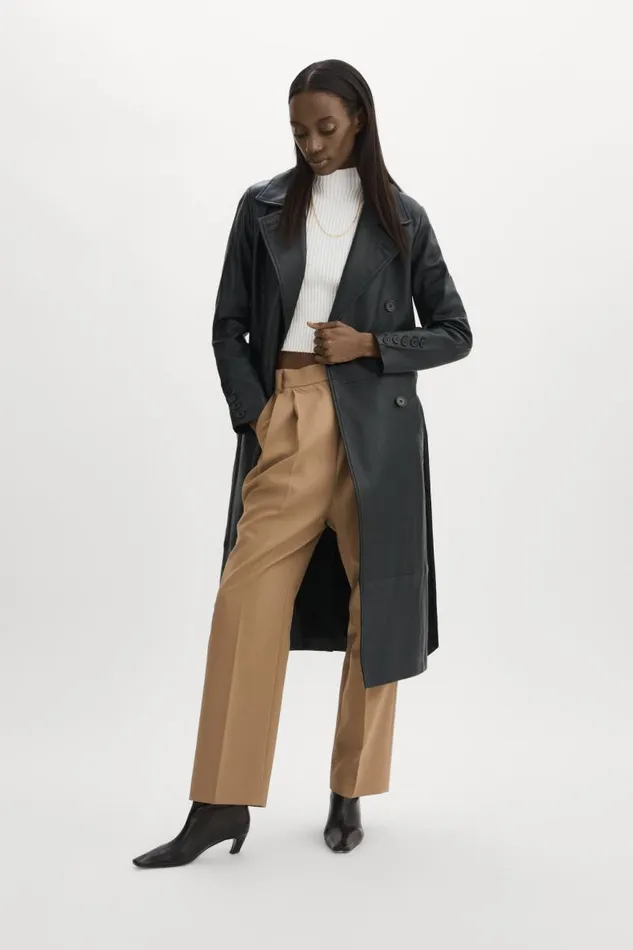 Women ERMA Leather Trench Coat Black LAMARQUE Leather Jackets